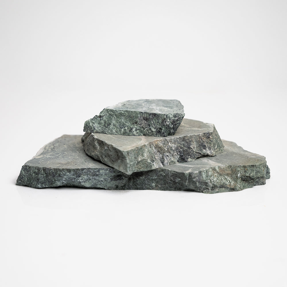 Trio de pierres naturelles en marbre vert