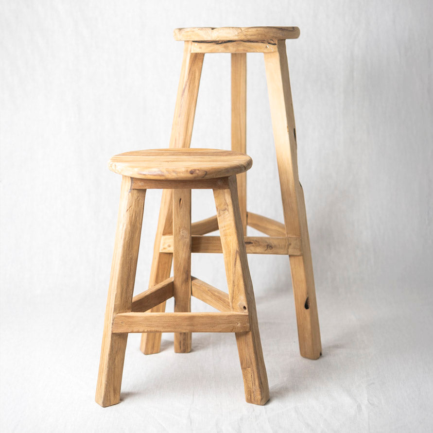 Tabouret en teck 3 pieds